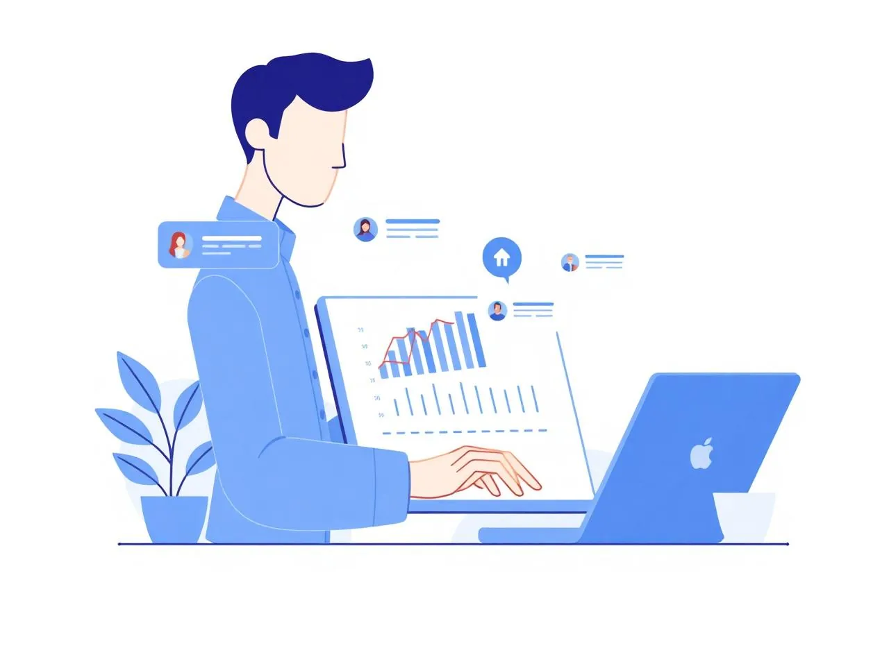 Empresário usando soluções digitais para sua empresa