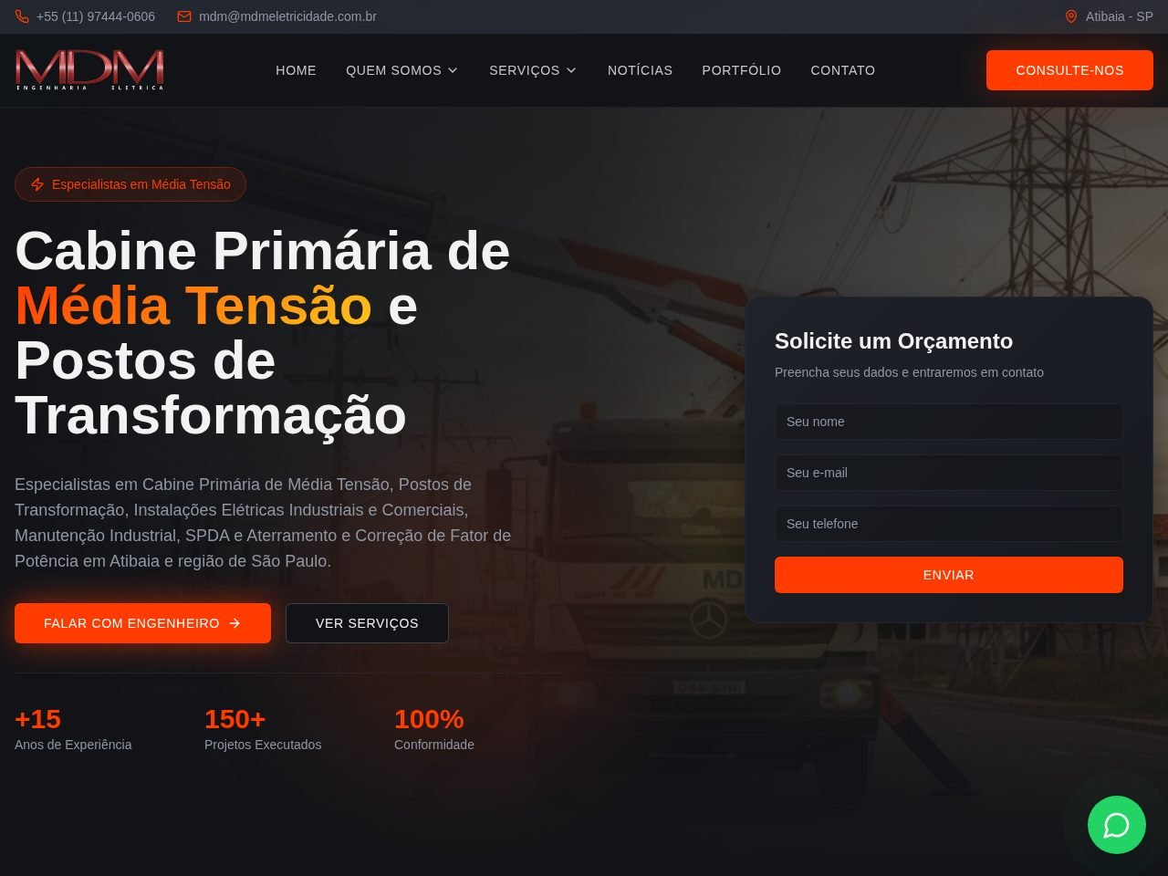 Preview do site MDM Eletricidade