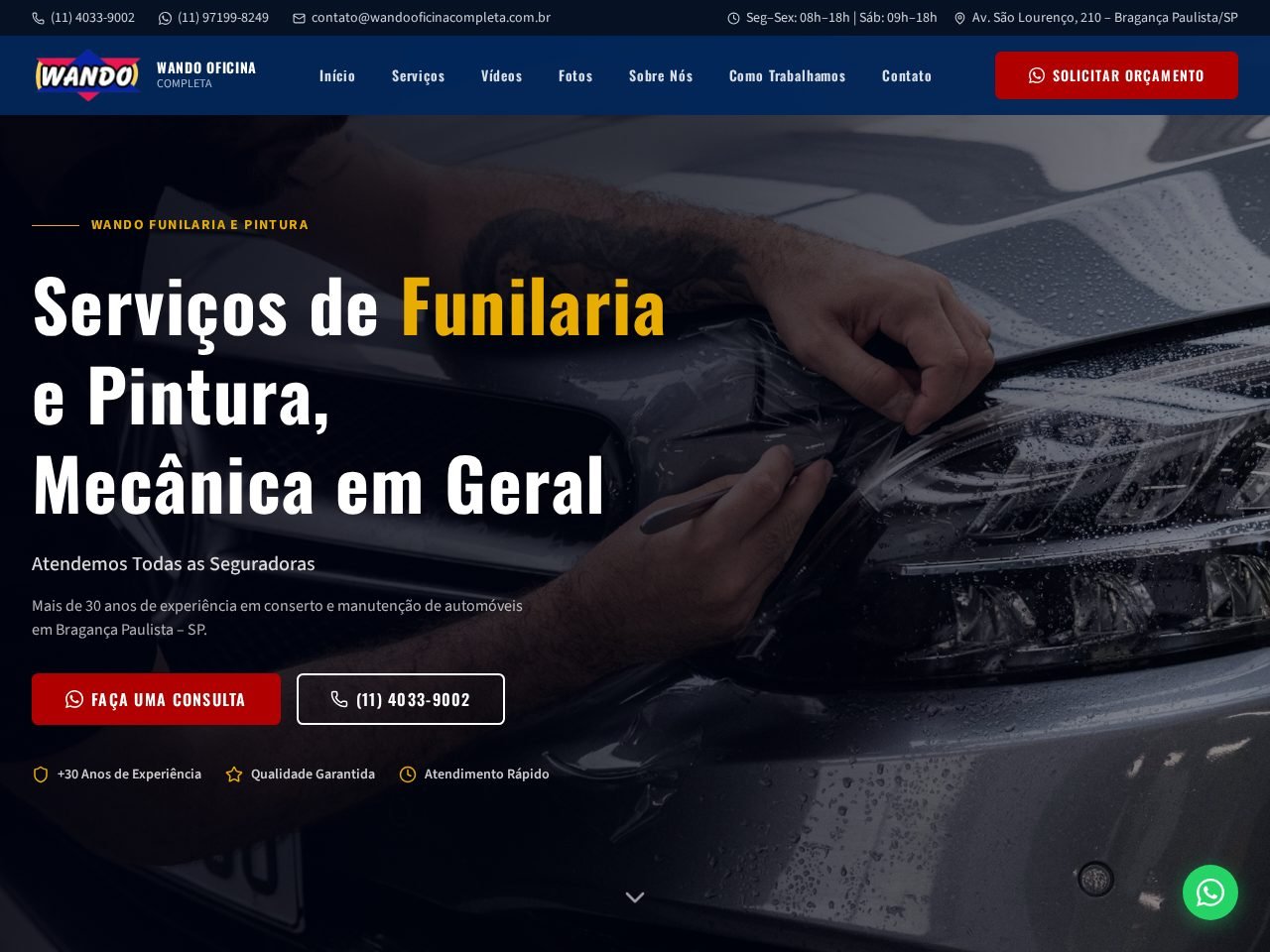 Preview do site Wando Oficina Completa